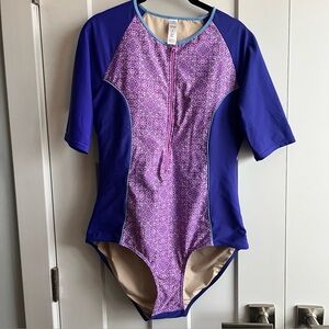 Coolibar Escalante One Piece Short Sleeve Swim Suit Sz L